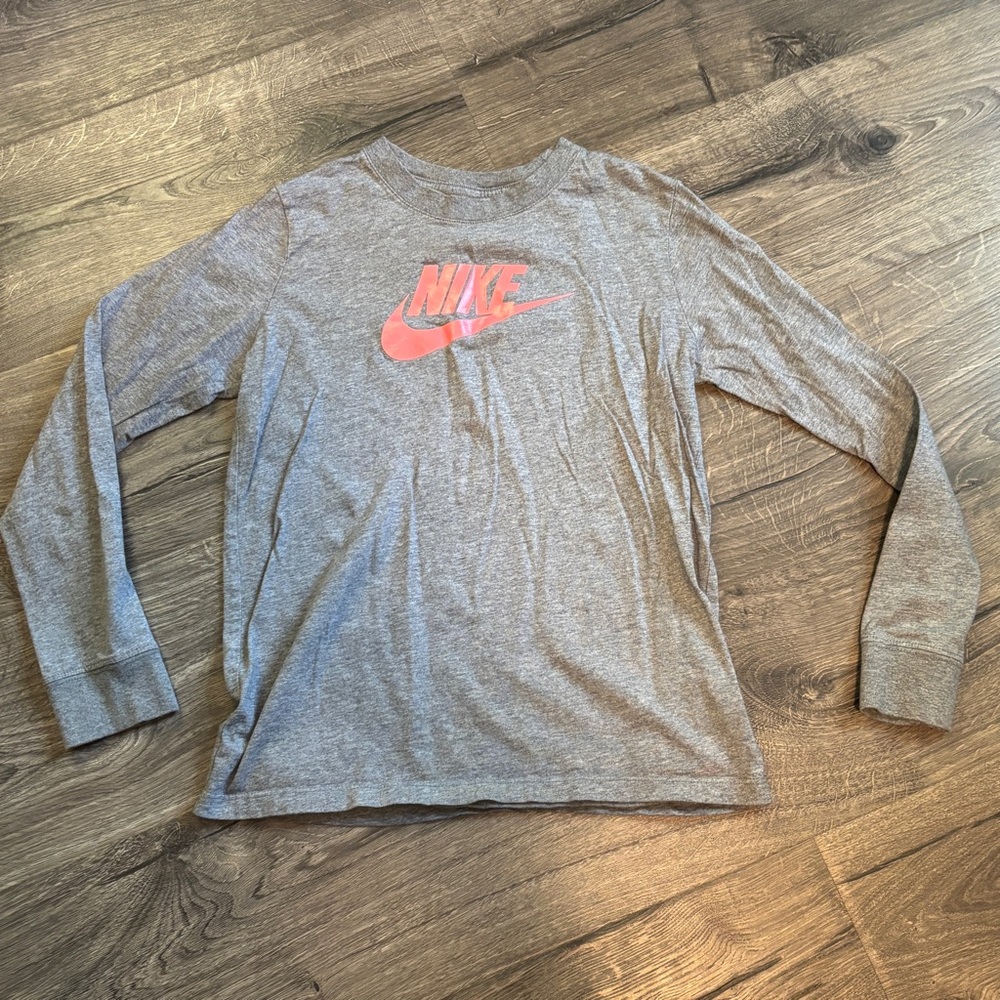 Nike Gray Long Sleeve with Pink Logo